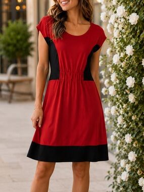 NWT Nic and Dom dress woman’s size small black red Aline
